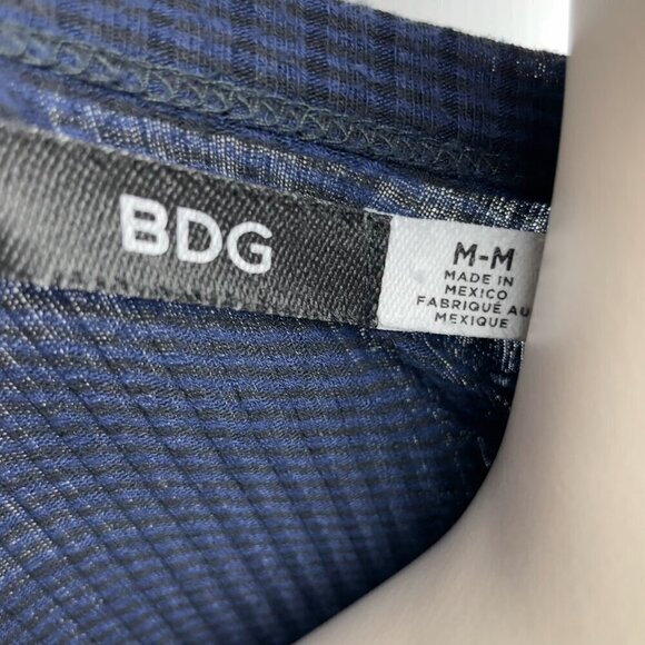 BDG Casual Textured Stripes Stretch Fit-and-flare Navy Blue Black Mini Dress S - Picture 3 of 6